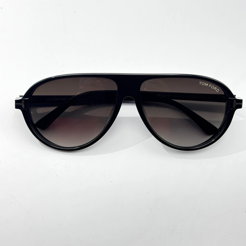 Tom Ford Sunglasses Marcus TF1023 01B Black Aviator Frame Gray Gradient 60mm New